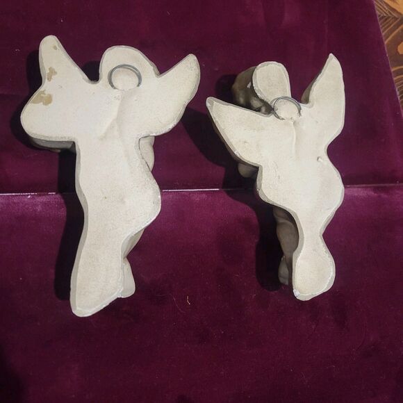 Vintage Cherub Pair Chalk Ware Plaster Wall Decor Hollywood Regency Gold Tone MC - Picture 5 of 16